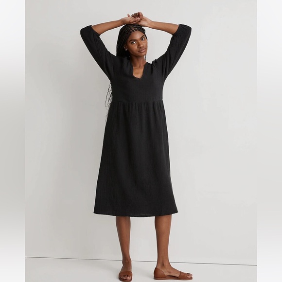 NEW • Madewell • Women’s Lightspun V-Neck Midi Dress black XX- small - Picture 1 of 5